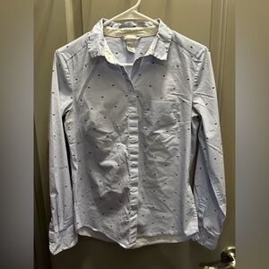 H&M Size 4 Butterfly Print Button Down Shirt EUC